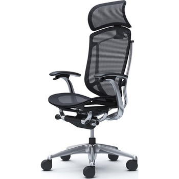 コンテッサセコンダ、固定肘、固定ヘッド、座メッシュ、ハンガー無、ランバー無、ブラックB、ポリッシュ、脚ポリッシュ、ウレタン オカムラ(岡村製作所)