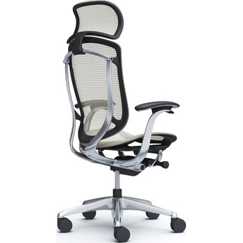 コンテッサセコンダ、固定肘、固定ヘッド、座メッシュ、ハンガー無、ランバー無、ブラックB、ポリッシュ、脚ポリッシュ、ウレタン オカムラ(岡村製作所)