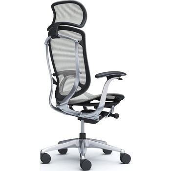 コンテッサセコンダ、固定肘、固定ヘッド、座メッシュ、ハンガー無、ランバー無、ブラックB、ポリッシュ、脚ポリッシュ、ウレタン オカムラ(岡村製作所)