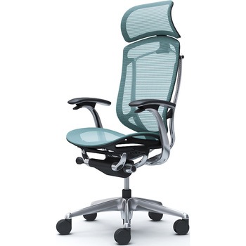 コンテッサセコンダ、固定肘、固定ヘッド、座メッシュ、ハンガー無、ランバー無、ブラックB、ポリッシュ、脚ポリッシュ、ウレタン オカムラ(岡村製作所)