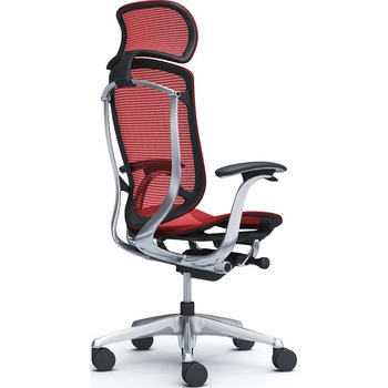 コンテッサセコンダ、固定肘、固定ヘッド、座メッシュ、ハンガー無、ランバー無、ブラックB、ポリッシュ、脚ポリッシュ、ウレタン オカムラ(岡村製作所)