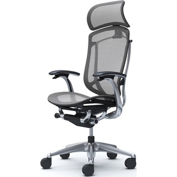 コンテッサセコンダ、固定肘、固定ヘッド、座メッシュ、ハンガー無、ランバー無、ブラックB、ポリッシュ、脚ポリッシュ、ウレタン オカムラ(岡村製作所)