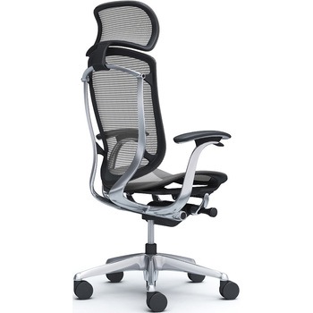 コンテッサセコンダ、固定肘、固定ヘッド、座メッシュ、ハンガー無、ランバー無、ブラックB、ポリッシュ、脚ポリッシュ、ウレタン オカムラ(岡村製作所)