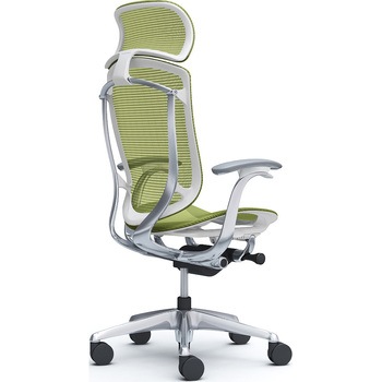 コンテッサセコンダ、固定肘、固定ヘッド、座メッシュ、ハンガー無、ランバー無、ホワイトB、ポリッシュ、脚ポリッシュ、ウレタン オカムラ(岡村製作所)