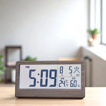 温湿度表示付き電波時計 アデッソ