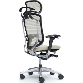 コンテッサセコンダ、可動肘、固定ヘッド、座クッション、ハンガー付、ランバー無、ブラックB、ポリッシュ、脚ポリッシュ、ウレタン オカムラ(岡村製作所)