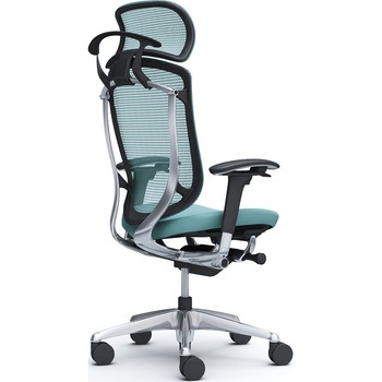 コンテッサセコンダ、可動肘、固定ヘッド、座クッション、ハンガー付、ランバー無、ブラックB、ポリッシュ、脚ポリッシュ、ウレタン オカムラ(岡村製作所)