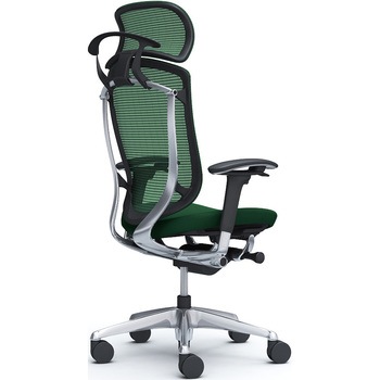 コンテッサセコンダ、可動肘、固定ヘッド、座クッション、ハンガー付、ランバー無、ブラックB、ポリッシュ、脚ポリッシュ、ウレタン オカムラ(岡村製作所)