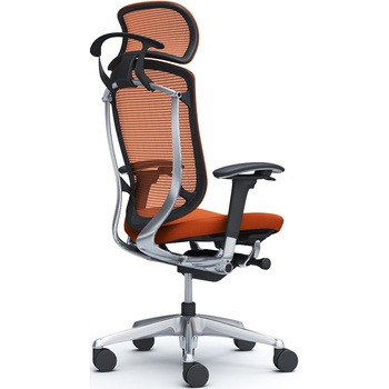 コンテッサセコンダ、可動肘、固定ヘッド、座クッション、ハンガー付、ランバー無、ブラックB、ポリッシュ、脚ポリッシュ、ウレタン オカムラ(岡村製作所)