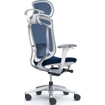 コンテッサセコンダ、可動肘、固定ヘッド、座クッション、ハンガー付、ランバー無、ホワイトB、ポリッシュ、脚ポリッシュ、ウレタン オカムラ(岡村製作所)