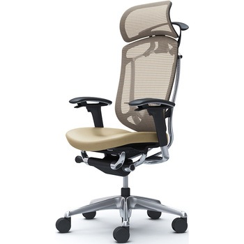 コンテッサセコンダ、可動肘、固定ヘッド、座革、ハンガー付、ランバー付、ブラックB、ポリッシュ、脚ポリッシュ、ウレタン オカムラ(岡村製作所)