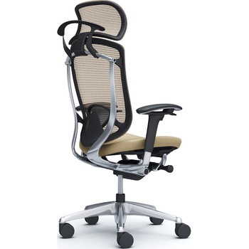 コンテッサセコンダ、可動肘、固定ヘッド、座革、ハンガー付、ランバー付、ブラックB、ポリッシュ、脚ポリッシュ、ウレタン オカムラ(岡村製作所)