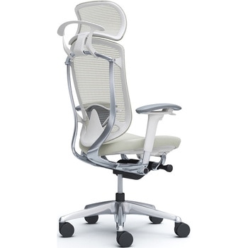 コンテッサセコンダ、可動肘、固定ヘッド、座革、ハンガー付、ランバー付、ホワイトB、ポリッシュ、脚ポリッシュ、ウレタン - オカムラ(岡村製作所)