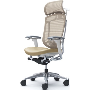 コンテッサセコンダ、可動肘、固定ヘッド、座革、ハンガー付、ランバー付、ホワイトB、ポリッシュ、脚ポリッシュ、ウレタン - オカムラ(岡村製作所)