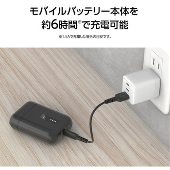 PD20W対応小型・軽量10000mAhモバイバッテリー ブラック - 多摩電子