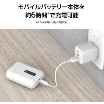 PD20W対応小型・軽量10000mAhモバイバッテリー ホワイト 多摩電子