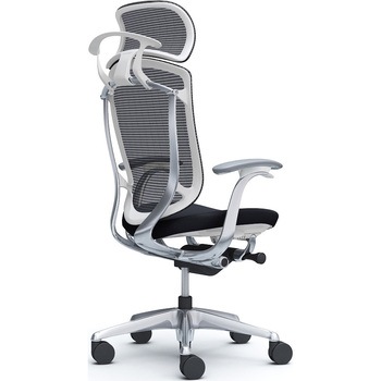 コンテッサセコンダ、固定肘、固定ヘッド、座クッション、ハンガー付、ランバー無、ホワイトB、ポリッシュ、脚ポリッシュ、ウレタン - オカムラ(岡村製作所)