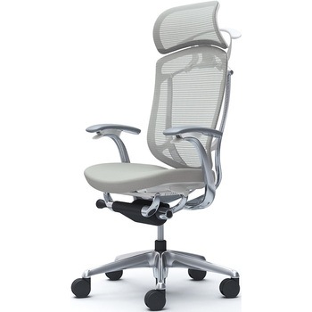 コンテッサセコンダ、固定肘、固定ヘッド、座クッション、ハンガー付、ランバー無、ホワイトB、ポリッシュ、脚ポリッシュ、ウレタン - オカムラ(岡村製作所)