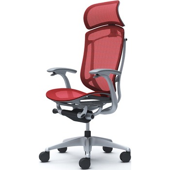 コンテッサセコンダ、固定肘、固定ヘッド、座メッシュ、ハンガー無、ランバー無、グレーB、シルバー、脚シルバー、ウレタン オカムラ(岡村製作所)