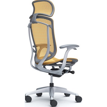 コンテッサセコンダ、固定肘、固定ヘッド、座メッシュ、ハンガー無、ランバー無、グレーB、シルバー、脚シルバー、ウレタン オカムラ(岡村製作所)