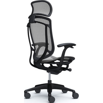 コンテッサセコンダ、固定肘、固定ヘッド、座メッシュ、ハンガー無、ランバー無、ブラックB、ブラック、脚ブラック、ウレタン オカムラ(岡村製作所)