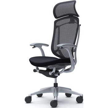 コンテッサセコンダ、固定肘、固定ヘッド、座クッション、ハンガー無、ランバー無、グレーB、シルバー、脚シルバー、ウレタン オカムラ(岡村製作所)