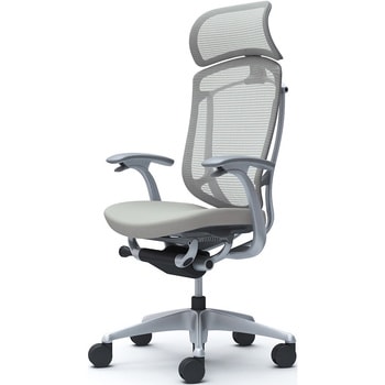 コンテッサセコンダ、固定肘、固定ヘッド、座クッション、ハンガー無、ランバー無、グレーB、シルバー、脚シルバー、ウレタン オカムラ(岡村製作所)