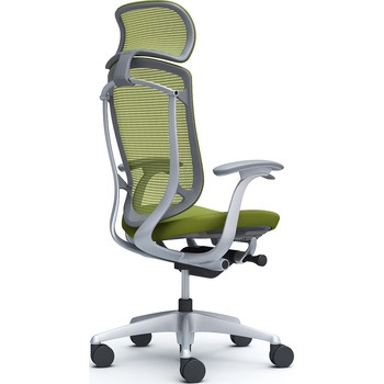 コンテッサセコンダ、固定肘、固定ヘッド、座クッション、ハンガー無、ランバー無、グレーB、シルバー、脚シルバー、ウレタン オカムラ(岡村製作所)