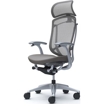 コンテッサセコンダ、固定肘、固定ヘッド、座クッション、ハンガー無、ランバー無、グレーB、シルバー、脚シルバー、ウレタン オカムラ(岡村製作所)