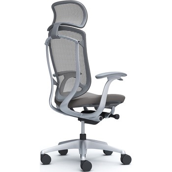 コンテッサセコンダ、固定肘、固定ヘッド、座クッション、ハンガー無、ランバー無、グレーB、シルバー、脚シルバー、ウレタン オカムラ(岡村製作所)