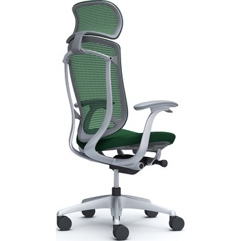 コンテッサセコンダ、固定肘、固定ヘッド、座クッション、ハンガー無、ランバー無、グレーB、シルバー、脚シルバー、ウレタン オカムラ(岡村製作所)