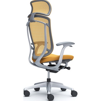 コンテッサセコンダ、固定肘、固定ヘッド、座クッション、ハンガー無、ランバー無、グレーB、シルバー、脚シルバー、ウレタン オカムラ(岡村製作所)