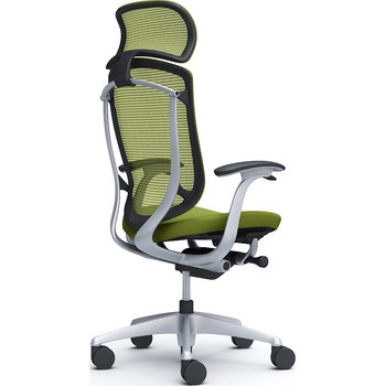 コンテッサセコンダ、固定肘、固定ヘッド、座クッション、ハンガー無、ランバー無、ブラックB、シルバー、脚シルバー、ウレタン オカムラ(岡村製作所)