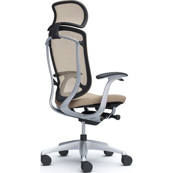 コンテッサセコンダ、固定肘、固定ヘッド、座クッション、ハンガー無、ランバー無、ブラックB、シルバー、脚シルバー、ウレタン オカムラ(岡村製作所)