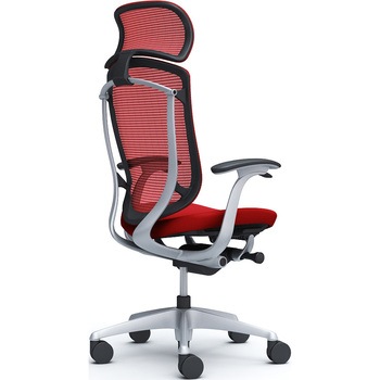 コンテッサセコンダ、固定肘、固定ヘッド、座クッション、ハンガー無、ランバー無、ブラックB、シルバー、脚シルバー、ウレタン オカムラ(岡村製作所)