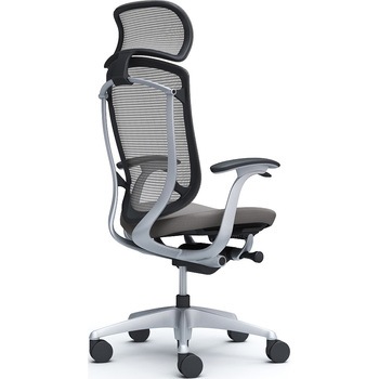 コンテッサセコンダ、固定肘、固定ヘッド、座クッション、ハンガー無、ランバー無、ブラックB、シルバー、脚シルバー、ウレタン オカムラ(岡村製作所)