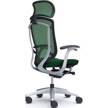 コンテッサセコンダ、固定肘、固定ヘッド、座クッション、ハンガー無、ランバー無、ブラックB、シルバー、脚シルバー、ウレタン オカムラ(岡村製作所)