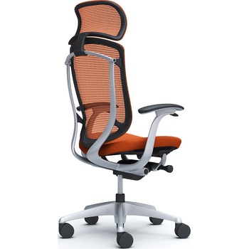 コンテッサセコンダ、固定肘、固定ヘッド、座クッション、ハンガー無、ランバー無、ブラックB、シルバー、脚シルバー、ウレタン オカムラ(岡村製作所)