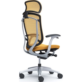 コンテッサセコンダ、固定肘、固定ヘッド、座クッション、ハンガー無、ランバー無、ブラックB、シルバー、脚シルバー、ウレタン オカムラ(岡村製作所)