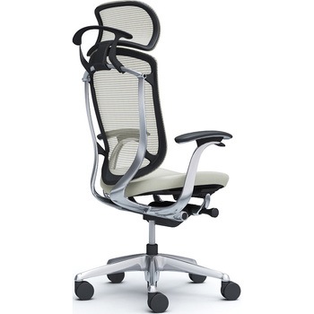 コンテッサセコンダ，固定肘，座革，大型ヘッド5本脚，ポリッシュ，ブラック，ランバー無ハンガー付 オカムラ(岡村製作所)