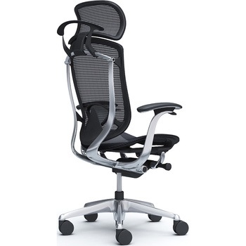 コンテッサセコンダ、固定肘、固定ヘッド、座メッシュ、ハンガー付、ランバー付、ブラックB、ポリッシュ、脚ポリッシュ、ウレタン オカムラ(岡村製作所)