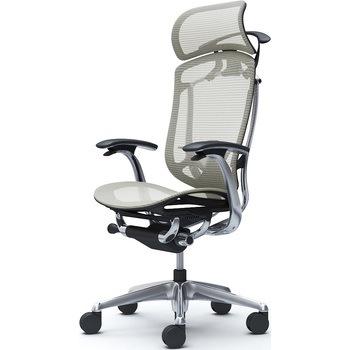 コンテッサセコンダ、固定肘、固定ヘッド、座メッシュ、ハンガー付、ランバー付、ブラックB、ポリッシュ、脚ポリッシュ、ウレタン オカムラ(岡村製作所)