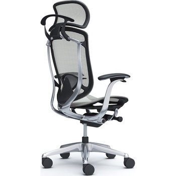 コンテッサセコンダ、固定肘、固定ヘッド、座メッシュ、ハンガー付、ランバー付、ブラックB、ポリッシュ、脚ポリッシュ、ウレタン オカムラ(岡村製作所)