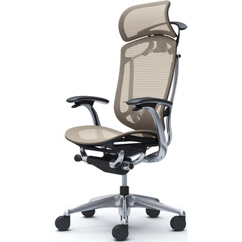 コンテッサセコンダ、固定肘、固定ヘッド、座メッシュ、ハンガー付、ランバー付、ブラックB、ポリッシュ、脚ポリッシュ、ウレタン オカムラ(岡村製作所)