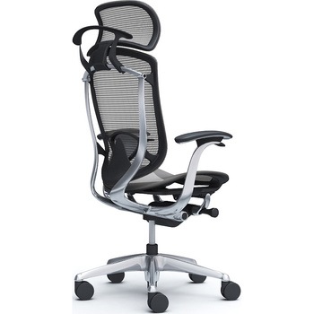 コンテッサセコンダ、固定肘、固定ヘッド、座メッシュ、ハンガー付、ランバー付、ブラックB、ポリッシュ、脚ポリッシュ、ウレタン オカムラ(岡村製作所)