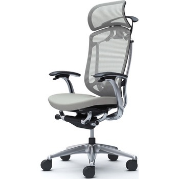 コンテッサセコンダ、固定肘、固定ヘッド、座クッション、ハンガー付、ランバー付、ブラックB、ポリッシュ、脚ポリッシュ、ウレタン オカムラ(岡村製作所)