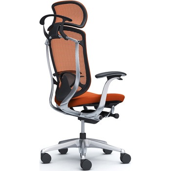 コンテッサセコンダ、固定肘、固定ヘッド、座クッション、ハンガー付、ランバー付、ブラックB、ポリッシュ、脚ポリッシュ、ウレタン オカムラ(岡村製作所)