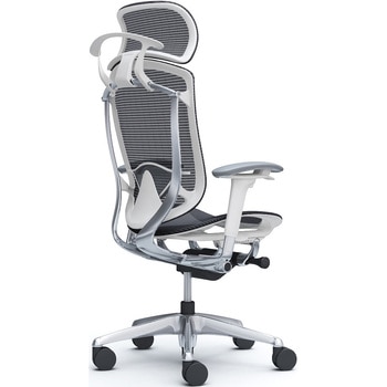 コンテッサセコンダ、可動肘、固定ヘッド、座メッシュ、ハンガー付、ランバー付、ホワイトB、ポリッシュ、脚ポリッシュ、ウレタン - オカムラ(岡村製作所)