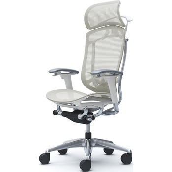 コンテッサセコンダ、可動肘、固定ヘッド、座メッシュ、ハンガー付、ランバー付、ホワイトB、ポリッシュ、脚ポリッシュ、ウレタン - オカムラ(岡村製作所)