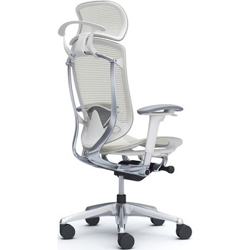 コンテッサセコンダ、可動肘、固定ヘッド、座メッシュ、ハンガー付、ランバー付、ホワイトB、ポリッシュ、脚ポリッシュ、ウレタン - オカムラ(岡村製作所)